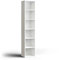 Nordivale Bücherregal Schmal, Bücherregal Weiß, Standregal, Modernes offenes Regal aus Holz, für Wohnzimmer, Schlafzimmer, Büro, Arbeitszimmer, 6 Ebenen