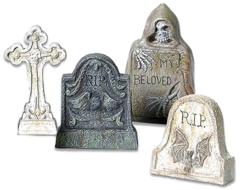 GIWFBQTR Resin Tombstones Ornaments Kit Village Collections Tombstones Figurine Set Kit Multiple Sizes, Multicolor