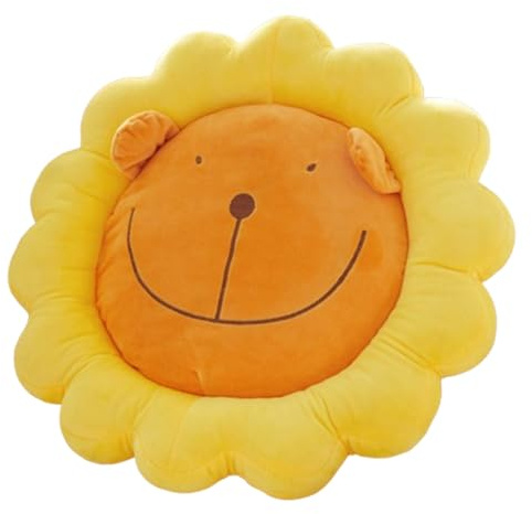 Xiyocadt Runde Cartoon Kinder Sitzkissen, 45 * 45 * 5cm Cartoon Tier Emoticon Stuhlkissen, Dicke Memory Foam Bodenkissen Schmerzlinderung Sitzauflage für Büro Auto Hause Schule (Goldenes Löwenjunge)