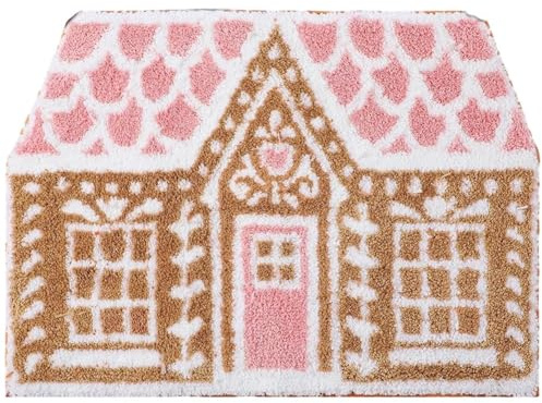Glixoft Fußmatte Lebkuchenhaus-Motiv, rutschfeste Badezimmermatte, Süße Bodenmatte Für Weihnachten, Innenbereich, Schlafzimmer, Wohnzimmer, Türdekorationen