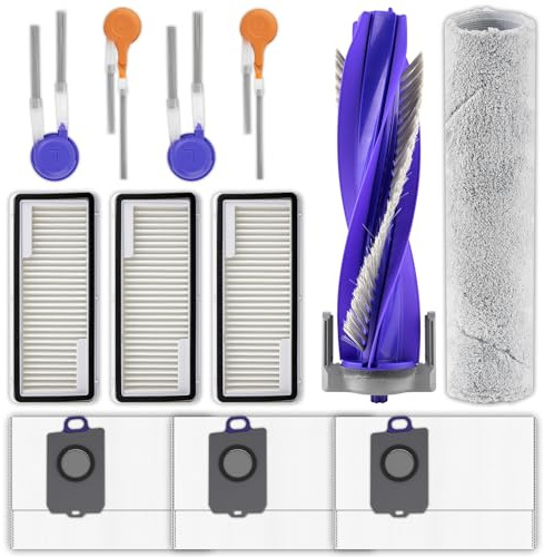 12 piezas de repuesto para aspiradora robot Narwal Flow, 1 cepillo de rodillo, 1 fregona tipo cadena, 4 cepillos laterales, 3 filtros HEPA, 3 bolsas de polvo, kit de accesorios