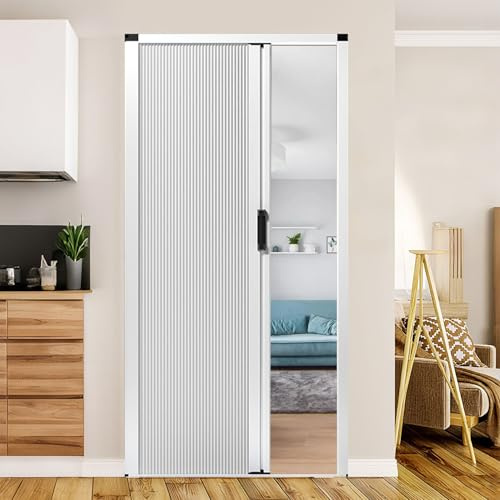 yurstcggh Falttüren Nach Maß,Innentüren Komplettset,Falttür Ohne Bohren,für Schlafzimmer,Badezimmer,Küche,Büro und Wohnmobil,Raumteiler 70×200cm Weiß