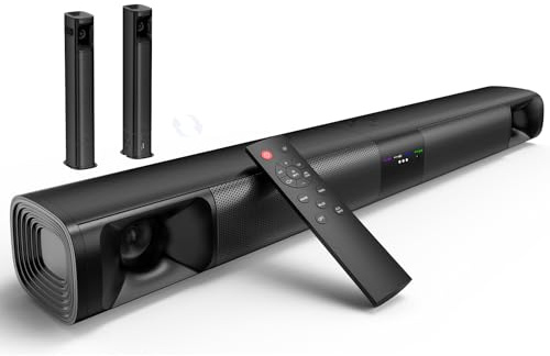 WebsLand Soundbar for Smart TV, 80W 2.0 Channel Detachable Speaker with Optical/ARC/AUX/Bluetooth, Surround Sound System for Home Theater, Wall Mountable or Desktop
