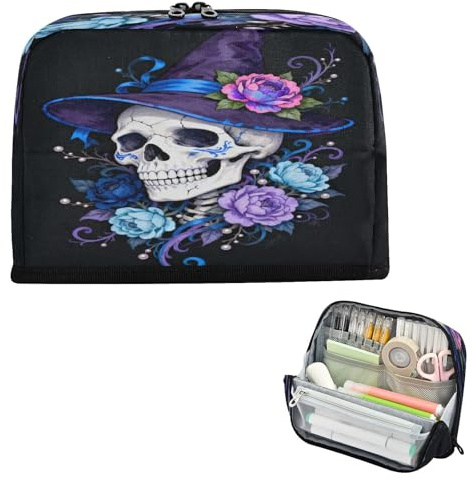 decor gift Federmäppchen mit großem Fassungsvermögen, Gothic, Zauberer, Rose, Totenkopf, Mehrzweck, für Jugendliche, Mittelschule, Estuches, escolares para ninas