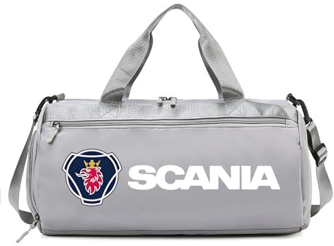 Große Sporttasche Swedish Trucker Style, Rucksack-Funktion, Schuhfach, Nassfach, Trainingstasche, Turntasche, Duffelbag(Grey)