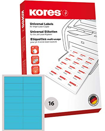Kores Farbige Universal-Etiketten, 105 x 37,0 mm, 100 Blatt,blau