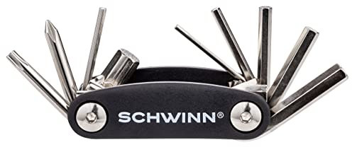 Schwinn 9-in-1-Mehrzweck-Werkzeug-Set für Fahrräder, kompaktes und praktisches Design, Sechskantschlüssel, Kreuzschlitzschraubendreher und T25-Torx-Schraubenschlüssel