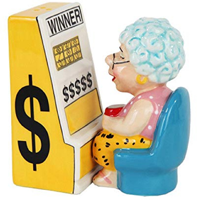 Pacific Giftware 3.75 Casino Slots Machine Queen Grandma Magnetic Salt & Pepper Shakers -Attractives Collection