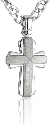 STERLL Herren Silber-Hals-Kette aus massivem 925 Sterling-Silber mit einem silbernen Kreuz-Anhänger, mit Schmuck-Box, Geschenk-Idee für Mann oder Freund