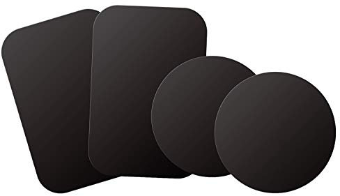 WixGear Mount Metal Plate with Adhesive for Magnetic Cradle-Less Mount - X4 Pack 2 Rectangle and 2 Round (Compatible with Magnetic mounts) (Black)