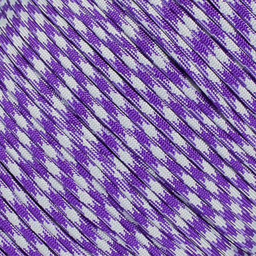 West Coast Paracord Cuerda de paracaídas militar de nailon multicolor, tipo 550, tipo III, 7 hebras, cuerda de utilidad – 100 pies, Acid Purple Silver Gray 50-50