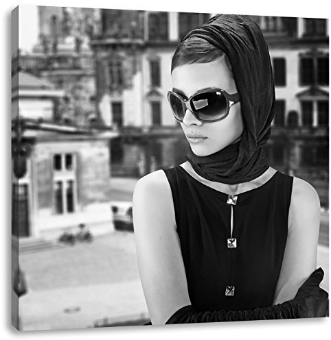 Pixxprint Audrey in Paris, Größe: 70x70, Leinwandbild Quadratisch, Wandbild, Kunstdruck, fertig bespannt