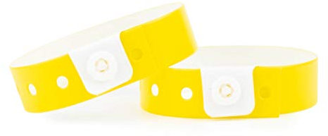 iboo - 100 Bracelets Plastique Vinyle Jaune pour Évènements Festivals – Idéal pour la sécurité - 25 x 1,6 cm