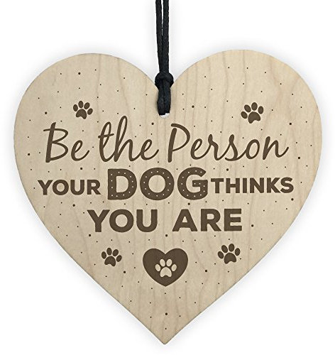 Red Ocean Funny Dog Lovers Sign Wooden Heart Door Kennel Cage Plaque Dog Owner Friendship Birthday Gift