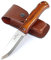 JEO-TEC Nº17: Couteau Pliant de Bushcraft Randonnée Camping, Lame en Acier INOX Sandvik 14C28N, Étui en Cuir Multiposition, Fabriqué en Espagne