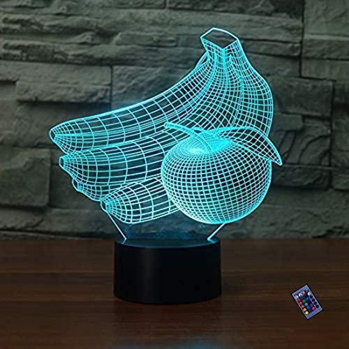 Kreative 3D Banane Apfel Nacht Licht 16 Farben Andern Sich Fernbedienung USB-Strom Touch Schalter Dekor Lampe Optische Täuschung Lampe LED Lampe Tisch Kind Geburtstag Weihnachten Geschenke