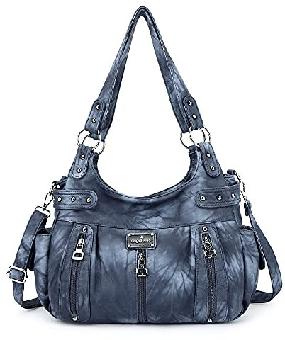 Angelkiss große Geldbörsen und Handtaschen für Damen, gewaschenes Kunstleder, Crossbody Hobo-Umhängetasche, Schultertasche, Handtasche