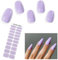 EBANKU 20PCS Gel Nail Stickers, Pastel Purple Gel Nail Strips Long Lasting Gel Strips for Nails UV Gel Nail Stickers with Nail File & Wooden Stick for Women Manicure