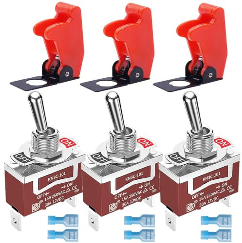 Gebildet Sicherheitsabdeckung Marine Kippschalter 12VDC 20A Kippschalter 250V AC 15A Heavy Duty SPST An/Aus 2 Pin für Auto Auto LKW Boot