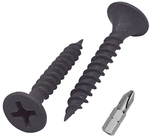 SKIR'CO (500 Stück) Schwarz Phosphat Finish 3,5 x 25 mm Trockenbauschrauben Feingewinde Kreuzschlitz Stiftkopf