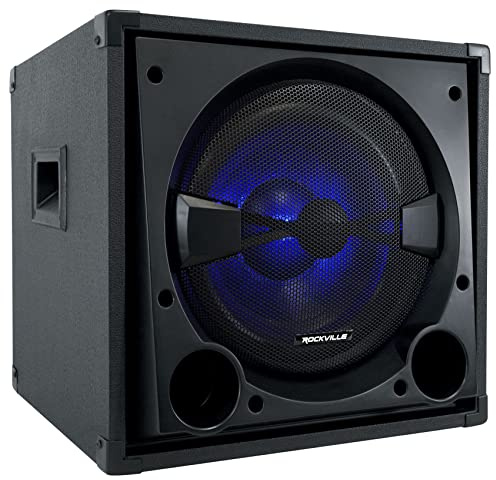 Rockville BASS Blaster 12 800W Powered Home Audio Subwoofer, 12 High-Grade Woofer with Y30 Magnet, Adjustable Crossover, RCA/Speaker Inputs, LED Lighting, for Home Theater & Music