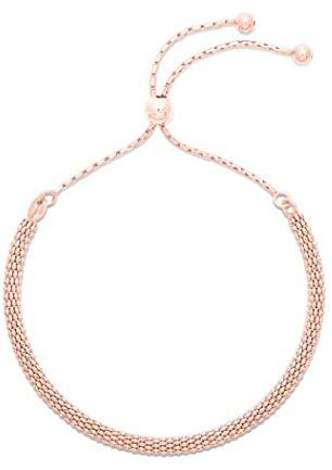 Hatton Jewellery Popcorn Bracelet, 18K Rose Gold over Sterling Silver Bracelet for Women, Friendship bracelet with slider style clasp, adjustable in size. Gift boxed.