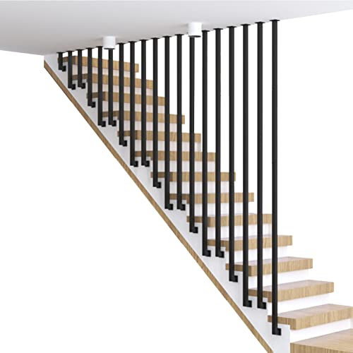 Handläufe für Treppen, industrielle Eisenrohr-Stufen aus schwarzem Metall, Handläufe, Wandgeländer für Außen- und Innenbereiche, L-förmige Korridor-Dachboden-Stufenzaun-Leitplanke ( Size : 110cm )