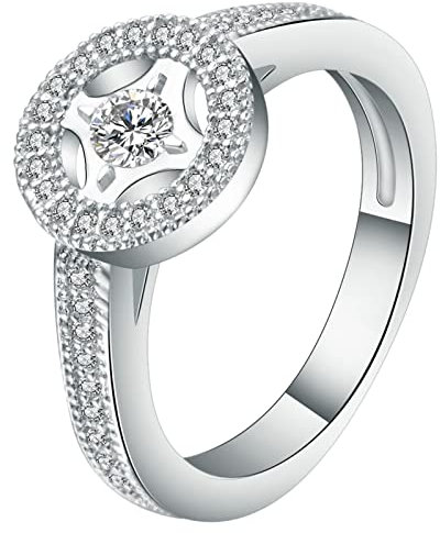 Aotiwe Ringe Frauen Breit, Favs Damenring Runder Eingelegter Zirkon Silber Größe 57 (18.1)