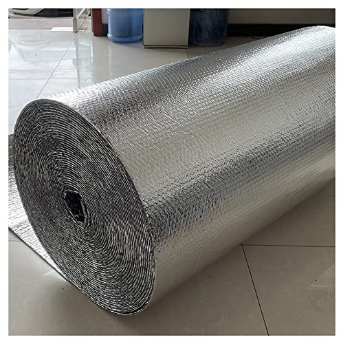 MUYUNXI Polystyrene Insulation Foil, Insulation Film, 4mm Double Bubble Film, Self-Adhesive Vapour Barrier, for Floor Roof Garage Kitchen(Size:1x15m(3.2x49.2ft))