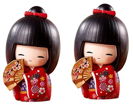 FOMIYES 2st Desktop-Kimono-dekor Japanisches Kunsthandwerk Kleine Kimonopuppe Kreierbare Weltpuppe Japanische Wunschpuppe Kimono-puppenfigur Kokeshi Orientalische Puppe Haushalt Kind Harz