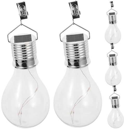 Angoily 5 Pcs Solar Light Bulbs Clip on Hanging Solar Lights Outdoor Waterproof Camping LED Outdoor Hanging Led Bulbs for Garden Patio and Party Decorations