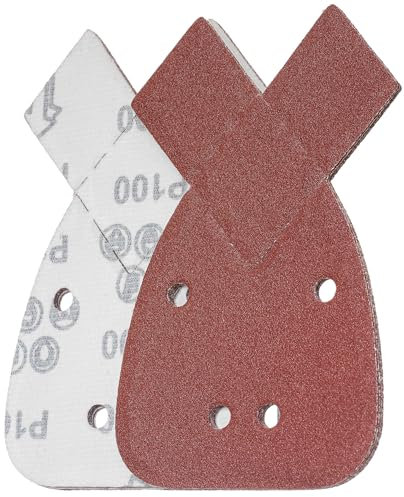 YoiYee 100 Grit Mouse Sanding Sheet, 4 Holes Hook & Loop Fastening Sandpaper, Back Sand Paper Pad, 2 Replacement Tips, For Black and Decker Detail Palm Sander, 140 x 95 mm, Red, 10pcs