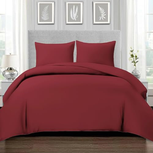 Pizuna 800 Fadenzahl aus Baumwolle Bettwäsche Rio-Rot, 100% Langstaple Baumwolle Bettbezug und Kissenbezug, 100% Baumwolle Mako Satin 3-Teilig Bettwäscheset 200x200 + 80x80 Rio-Rot