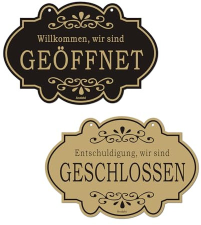 Andchi 2 cartelli da porta aperti/chiusi per azienda, da appendere, double face, con nastro per negozio, caffetteria, bar, 20 x 30 cm, per ufficio, cartelli ufficiali (tedesco GG)