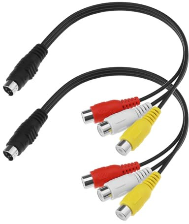 Create idea 2PCS 4 Pin S-Video to 3 RCA AV Female Cable for TV/HDTV Camcorder CD Player VCR DVR PVR DVD Player Set-Top-Box PC Laptop TV 0.3m
