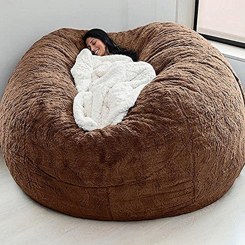 Sunydog Große Sitzsackbezug Waschbar nur Bezug ohne Füllstoff, Braun | Sitzsack Bezug für Stofftiere mit Extra Große Öffnung für 30kg Schaumstoffflocken 1100L Füllkügelchen