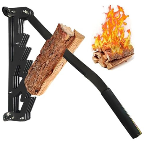 Elprico Holzspalter Manuell, Tragbarer Manueller Feuerholzschneider aus Kohlenstoffstahl,Holzspalter Manuell Wandhalterung für zu Hause (Black)