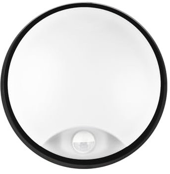 M EGA MEGACUBE LED Wandlampe für den Außenbereich, rund, 18W, 4000K, 2200lm, IP65 Wasserdicht, LED Deckenleuchte mit Bewegungsmelder für Garten, Terrasse, Garage, Flur, Keller, Wintergarten, Schwarze