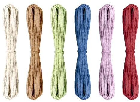 6 pacchi x 10 metri Nastro di carta Spago di carta multicolore Cordone di carta colorata Striscia di carta decorativa artigianale per confezioni regalo Imballaggi Decorazioni per feste (March)