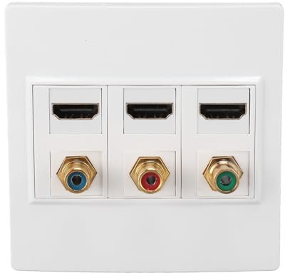VBESTLIFE Placa de Pared HDMI Placa de Pared Combinada de Componentes con 3 HDMI y 3 Jack, Panel de Salida de Audio y Vídeo,
