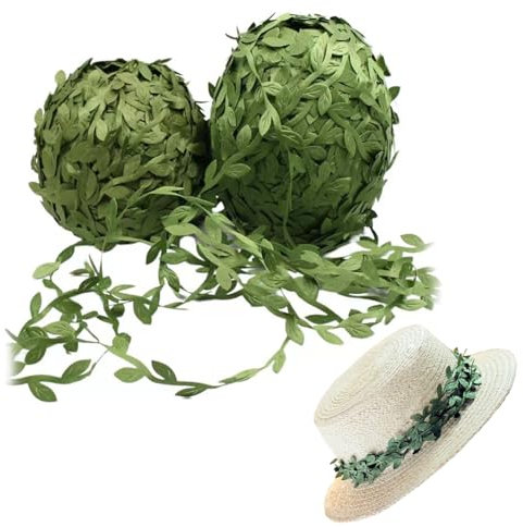 2 Rolls 20m Realistic Artificial Ivy Garland - Lush Green Leaf Vine Ribbon for DIY Home Decor, Craft Projects & Wall Coverings, Premium Faux Greenery for Creative Arrangements