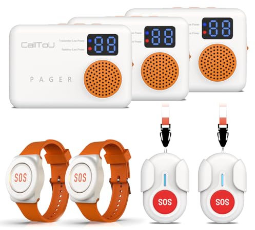 CallToU Pfleger Pager Drahtloses Armband Ruftasten Seniorenüberwachung SOS Alarmsystem Vibrations Digitalanzeige Schwesternrufglocke Notrufglocke
