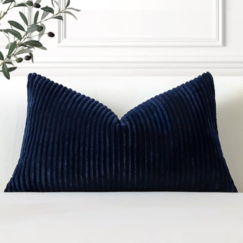 Artscope Ein Kissenbezug Kordsamt Zierkissenbezug Dekokissen Sofakissen 40x60 cm Cord Kissenhülle Couchkissen Dekorative Weiche Kissen für Sofa Wohnzimmer Zuhause Schlafzimmer Dunkelblau