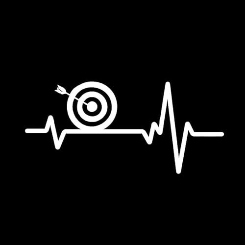 JIFENLI Car Sticker 15.7 * 7.3CM Heart Beat Line Archery Bow Target Bullseye Decor Car Modelling Sticker Vinyl Accessories Bumper Window