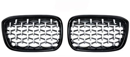 POMPOMPUR Auto-Diamantgrill Frontstoßstangengrillabdeckung Renngitter-Zubehör Für X3 G01 G08 G02 2018–2021(Silver Black)