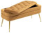 HAINEW Moderner Sitzbank Sitzhocker mit Stauraum, Samt Rechteckig Polsterbank Aufbewahrungstruhe Schminkbank Mit Golden Metallbeine, für Flur Wohnzimmer Schlafzimmer, 104 × 40 × 51cm (Kaffeegelb)