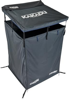 Kakadu Outback Shower Vehicle Tent, Camping Privacy Shelter, Bathroom Tent for Cars – with Roof, LED Light, BlockOut® Technology, Towel Rod, Storage System