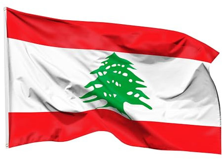 PHENO FLAGS Bandera del Líbano 90 x 150 cm - bandera libanesa con ojales de latón - resistente a la intemperie - para mástil - 100% poliéster