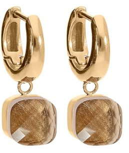 Qudo Firenze Creolen gold Edelstahl beschichtet (smoked topaz)