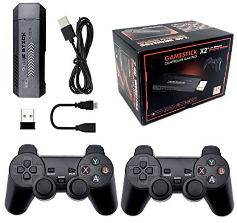 OSUPERXFUN M10 X2PLUS Retro Game Stick 55 000, 4K HD Mini console de jeu vidéo rétro avec 2,4 G P3 sans fil double manettes 256 G